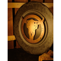 Muurdecoratie longhorn hout en staal