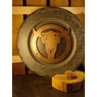 Muurdecoratie longhorn hout en staal