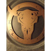 Muurdecoratie longhorn hout en staal